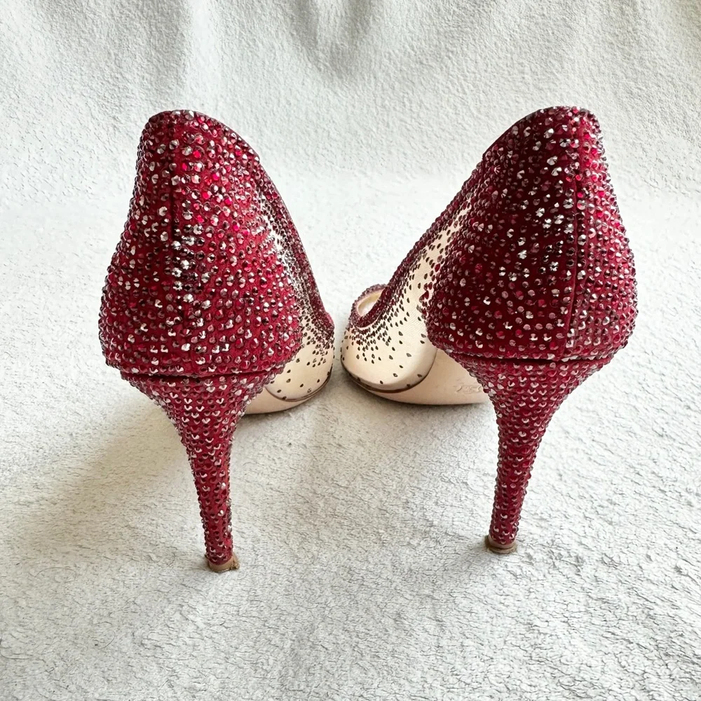 Gianvito‎ Rossi Rania 105 crystal-embellished pumps EU 38 US 8 red heels